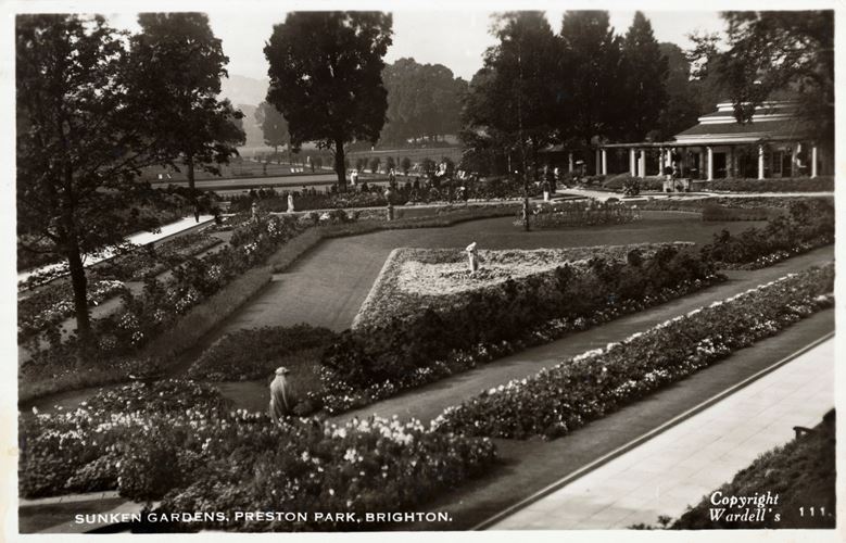 A general view showing the sunken gardens at Preston Park.