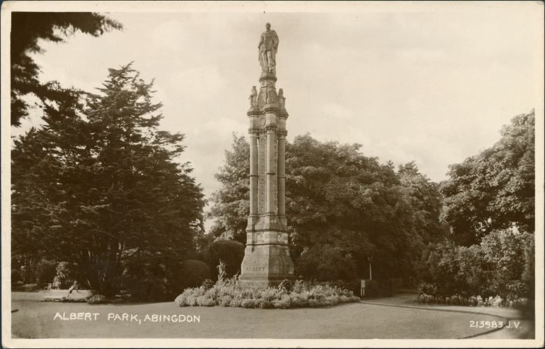 A view of the Monument to Prince Albert in Albert Park, taken between the 1920s and the 1930s.