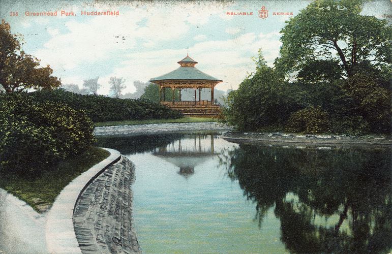 The bandstand sits within Greenhead Park, a Grade II registered public park, opened in 1884.