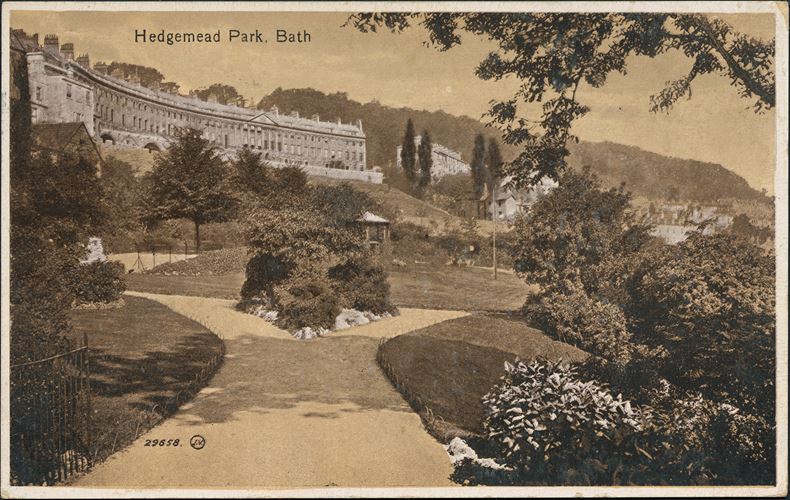A view of Hedgemead Park with Camden Crescent beyond, taken between 1905 and 1916.